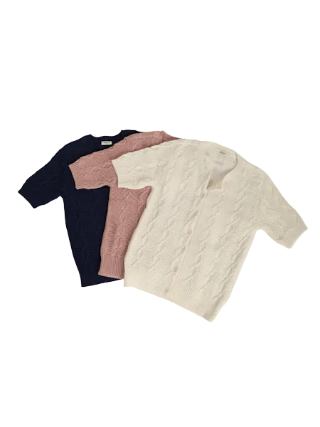 Cable Knit Short Sleeve Cardigan