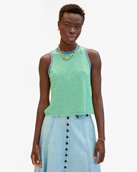 Camp Fit Tank- Green/Cream