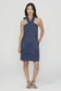 Dancia Embroidered Halter Mini Dress- Navy