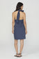 Dancia Embroidered Halter Mini Dress- Navy