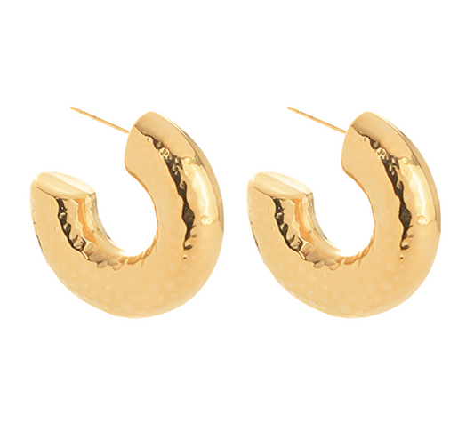 Hammered Chunky Hoop- Gold