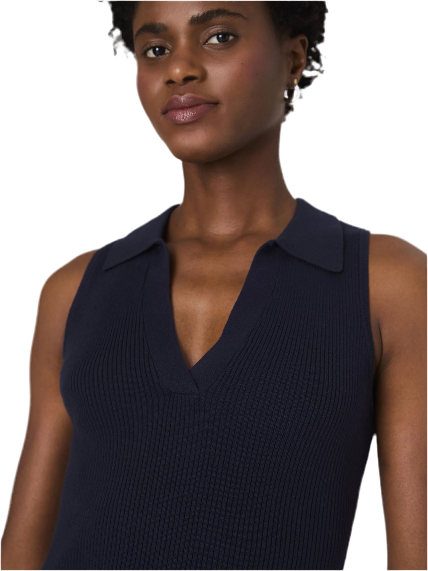 Mozza V Neck Sleeveless Sweater- Marine