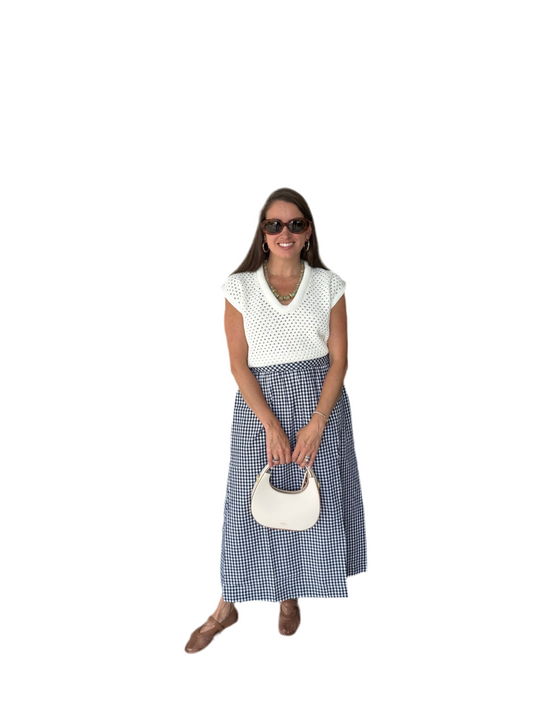 Charlotte Maxi Skirt- Navy Gingham