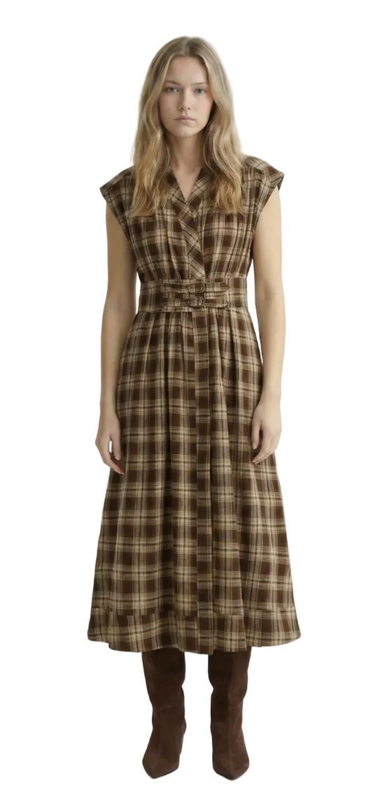 Elton Belted Plaid Dress