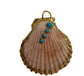 18k Gold fill scallop seashell Pendant with Turquoise Gem and one with black onyx