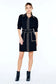 Gelso Embroidered Mini Shirt Dress- Black