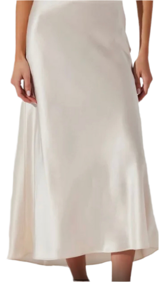 Windey Satin Maxi Skirt- Ivory