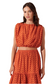 Nalley Cropped Eyelet Top- Rust