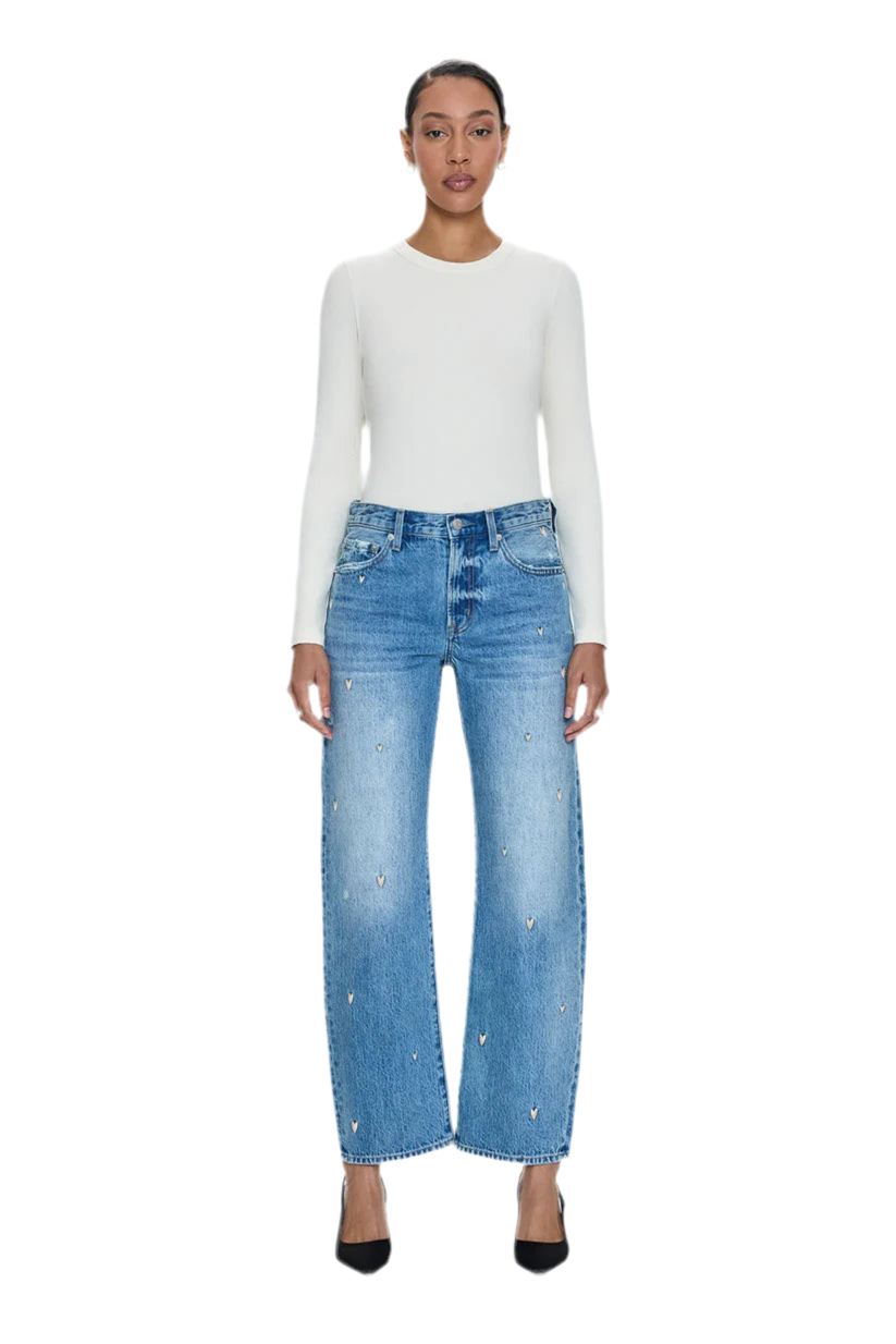 Lexi Mid Rise Bowed Straight- Confetti Vintage