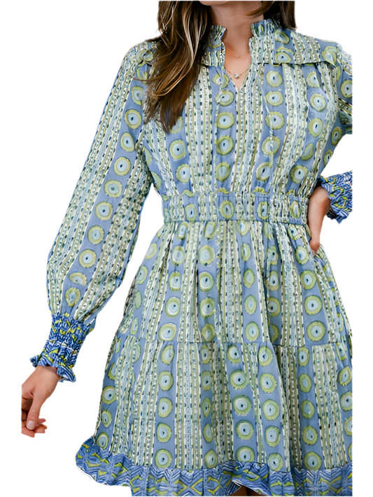 Nicole Long Sleeve Mini Dress- Gilded Ivy