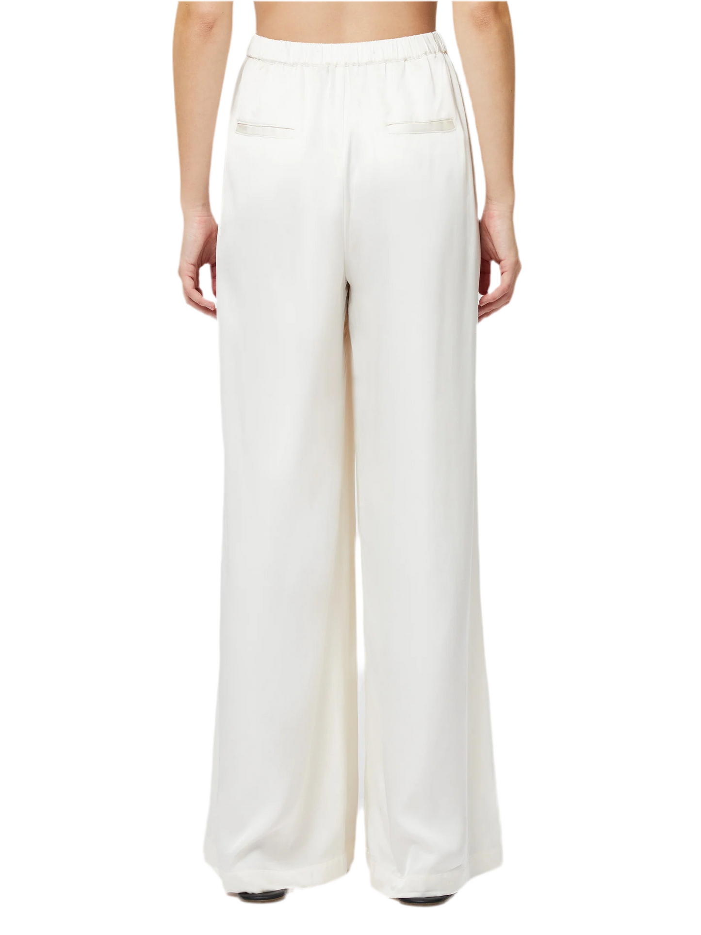 Ennis Satin Elastic Trouser- Cream