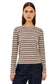 Davie Cotton Cashmere Long Sleeve Top- Heather Oat Stripe
