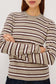 Davie Cotton Cashmere Long Sleeve Top- Heather Oat Stripe
