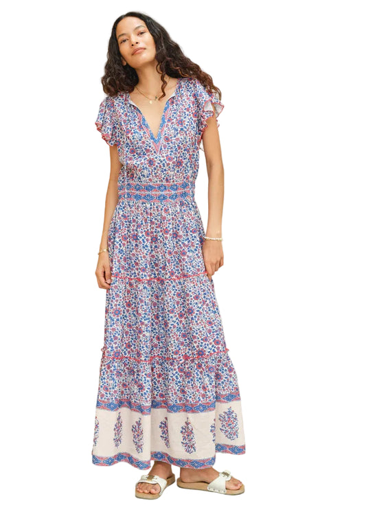 Della Maxi Dress- Blue/Pink