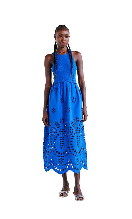 Dawn Eyelet Maxi Dress- Cerulean Ice