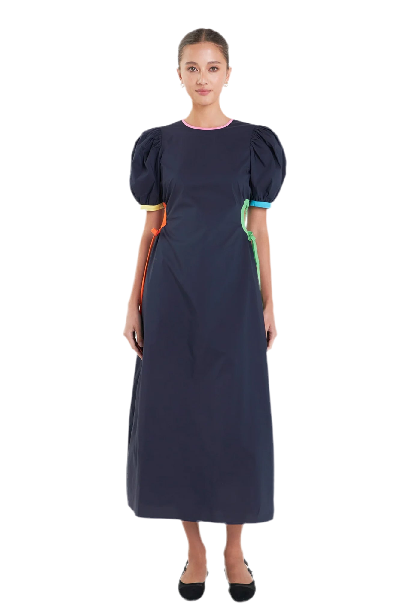 Color block midi Dress- Navy multi