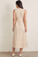 Gingham sleeveless Midi Dress- Tan