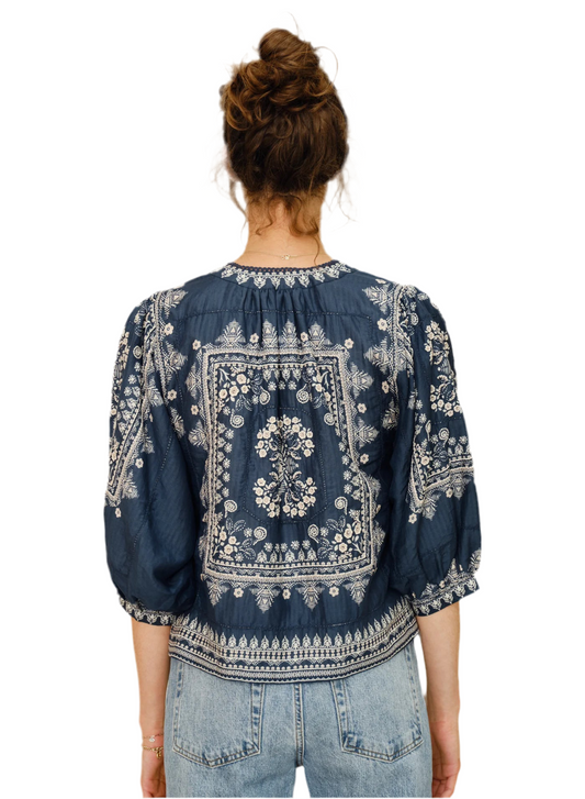 Eden Print Jacket- Indigo