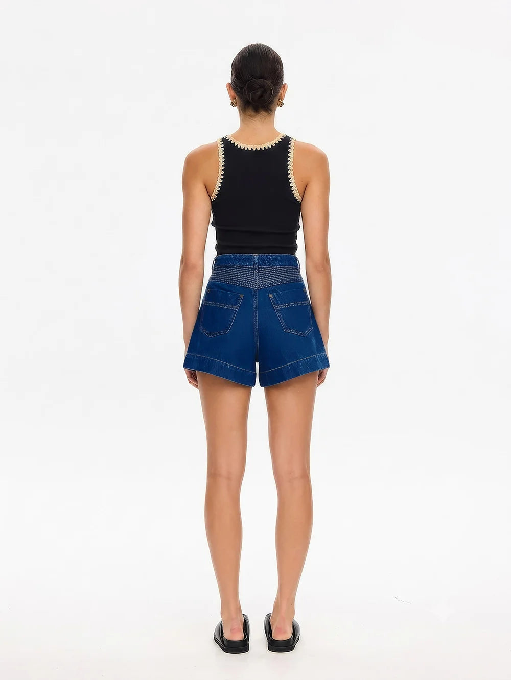 Tallulah Spliced Tank- Black/Cream