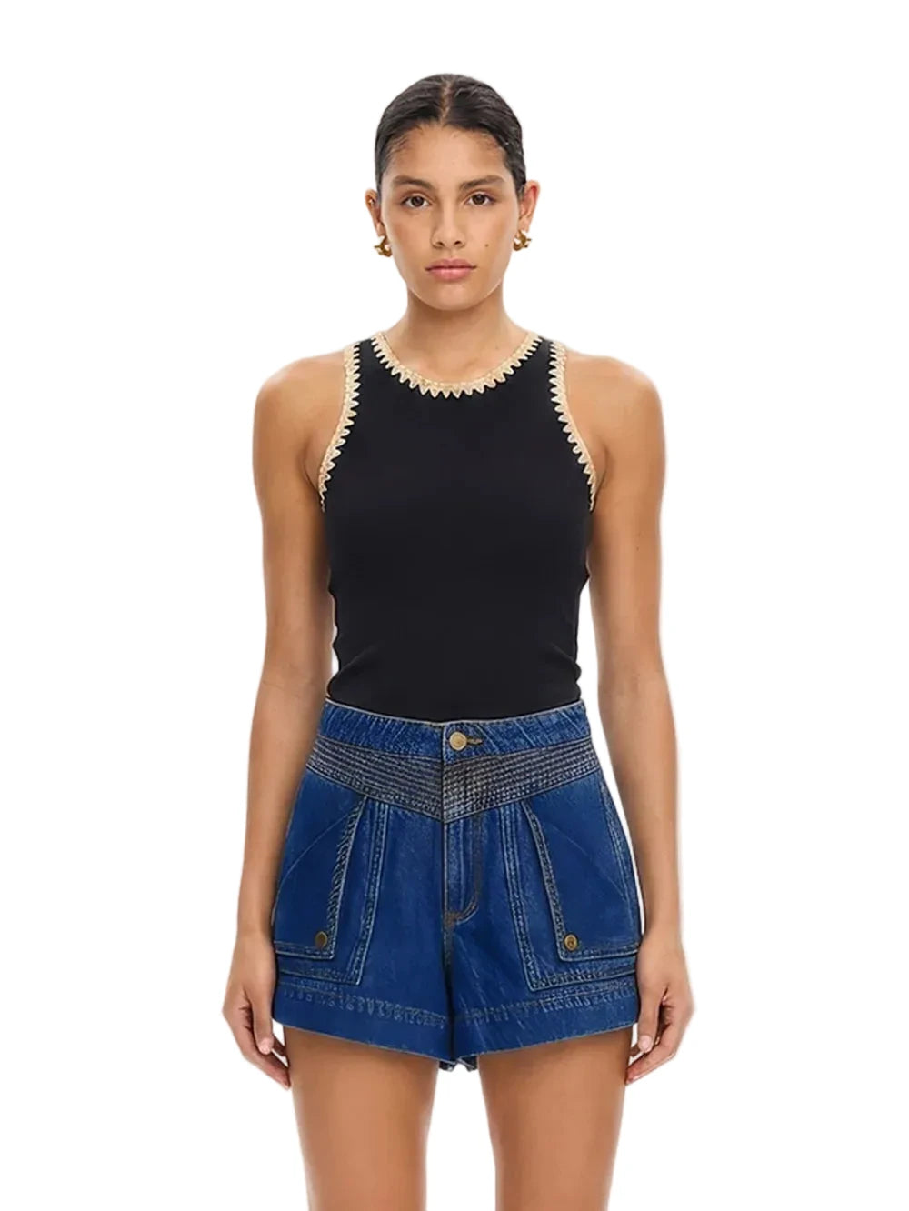 Tallulah Spliced Tank- Black/Cream