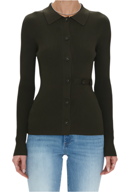 Kealy Rib Cardigan- Dark Olive