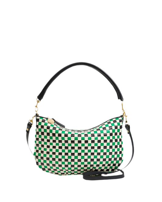 Petite Moyen Messenger- Woven Green Checker