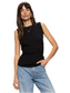 Ribbed Ruched Tank- Black