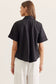Short sleeve button down top- Black
