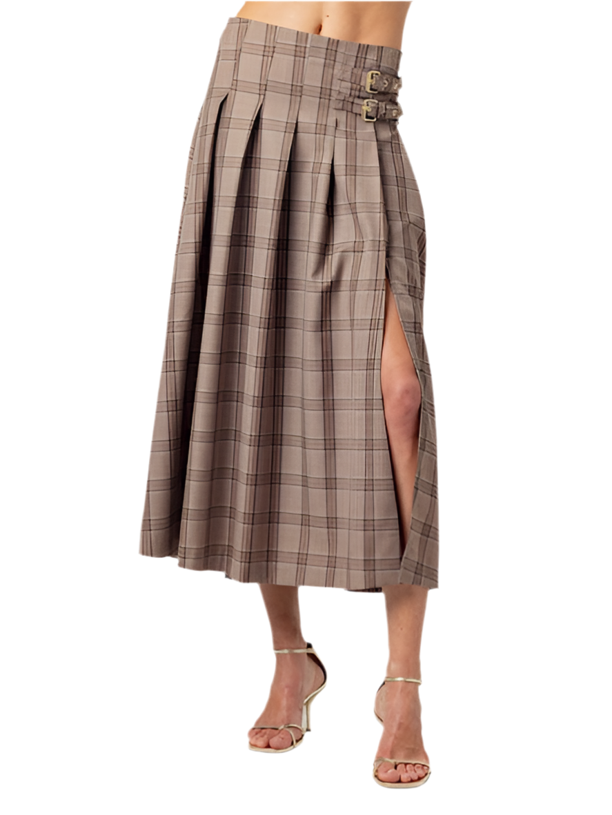 Casini Plaid Skirt- Mocha