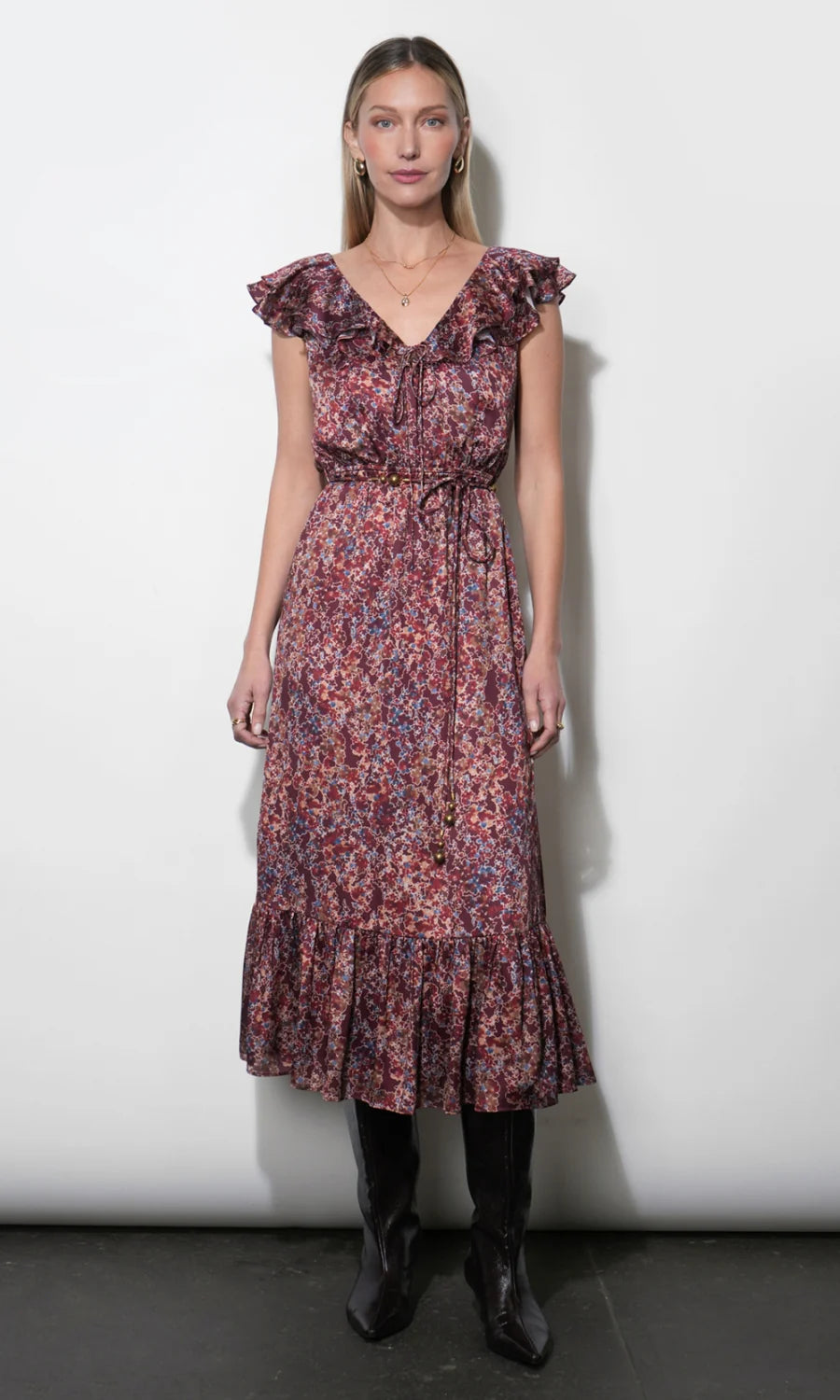 Ophelia Flutter Sleeve Midi Dress