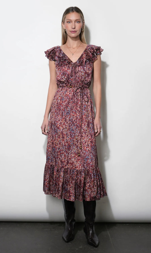 Ophelia Flutter Sleeve Midi Dress