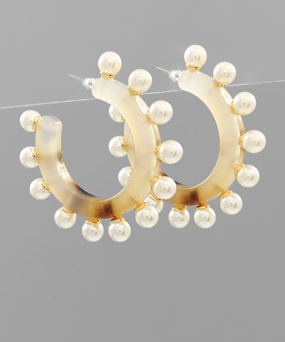 Pearl Studded Hoop- Natural