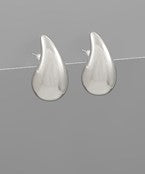 Thick Teardrop Earring- Silver