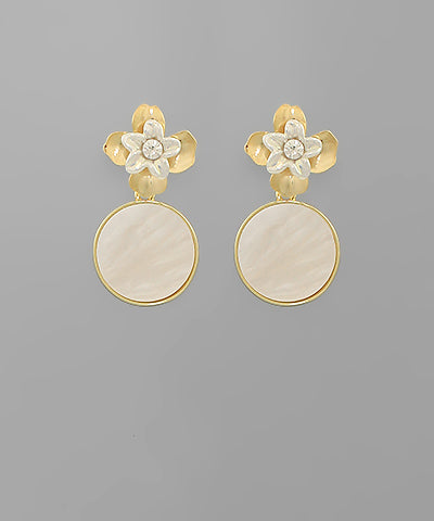 Flower & MOP Disc Earring