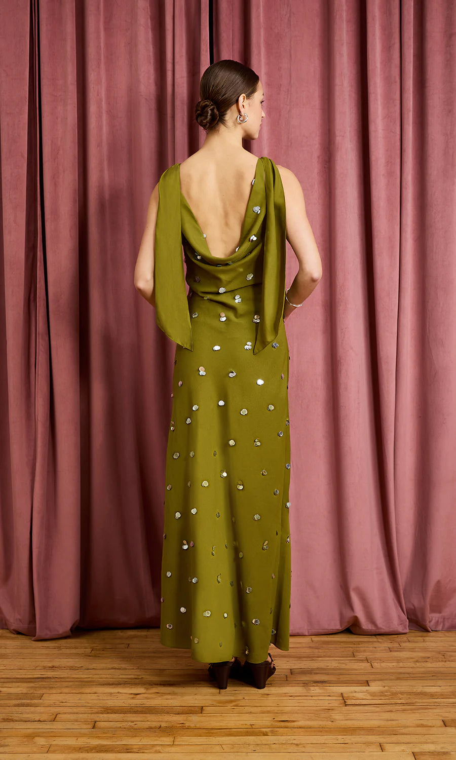 Elina Sequin Maxi Dress- Pistachio