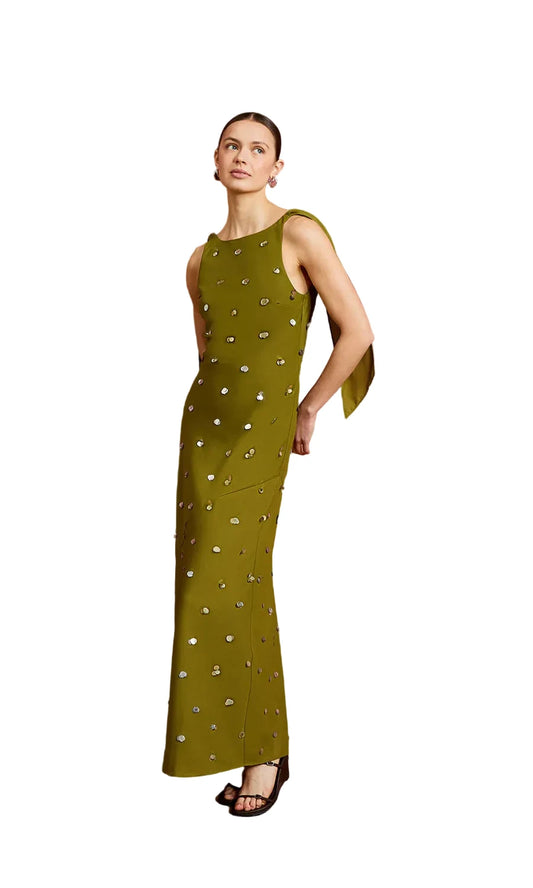 Elina Sequin Maxi Dress- Pistachio