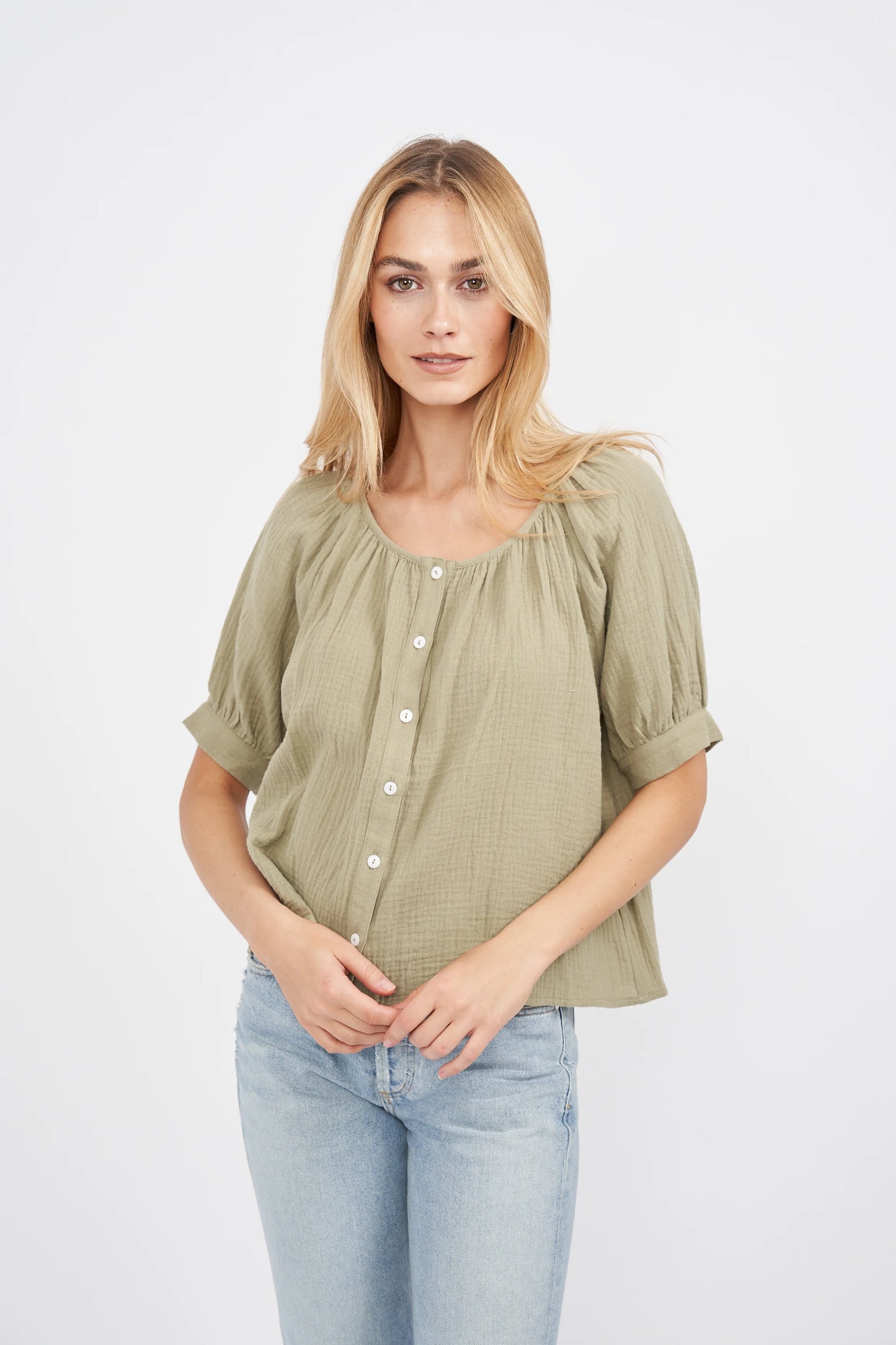 Everly Gauze Top- Succulent