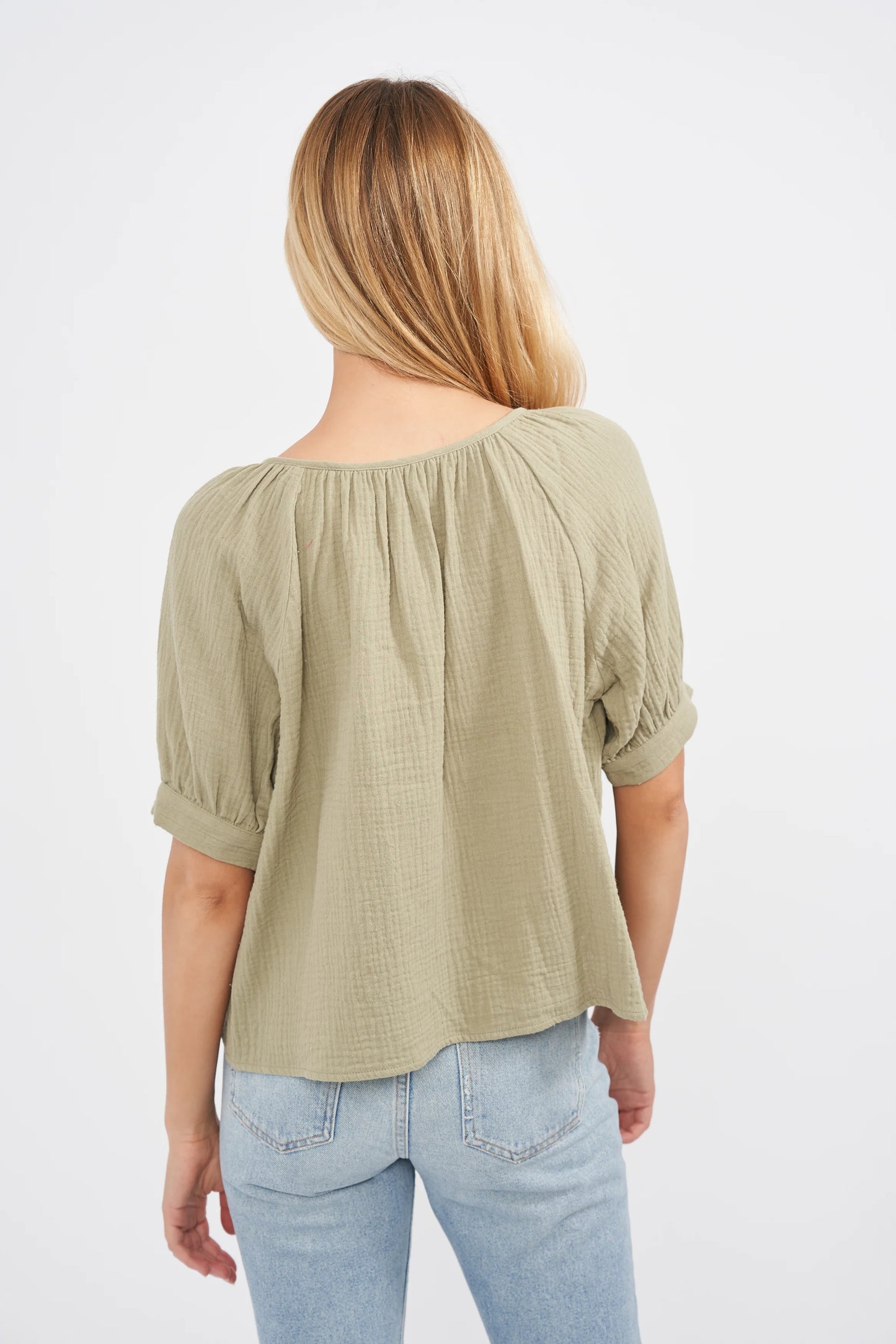 Everly Gauze Top- Succulent