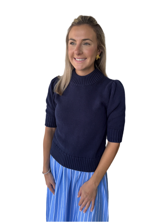 Mariona Short Sleeve Sweater- navy