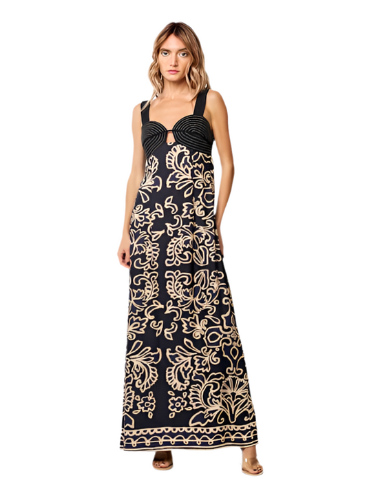 Medallion Maxi Dress- Black