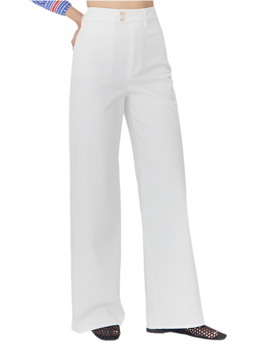 Jennsen Cotton Canvas Wide Leg Pant- White