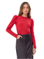 Dani Puff Sleeve Ribbed Top-Red