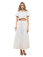 Cropped Poplin Shirt with Bubble Sleeves-White