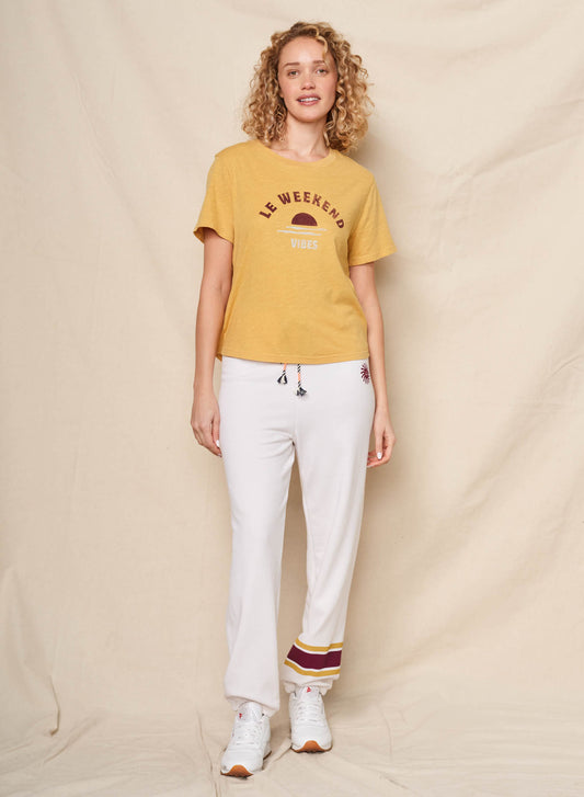 Le Weekend Boxy Crew Tee- Daffodil