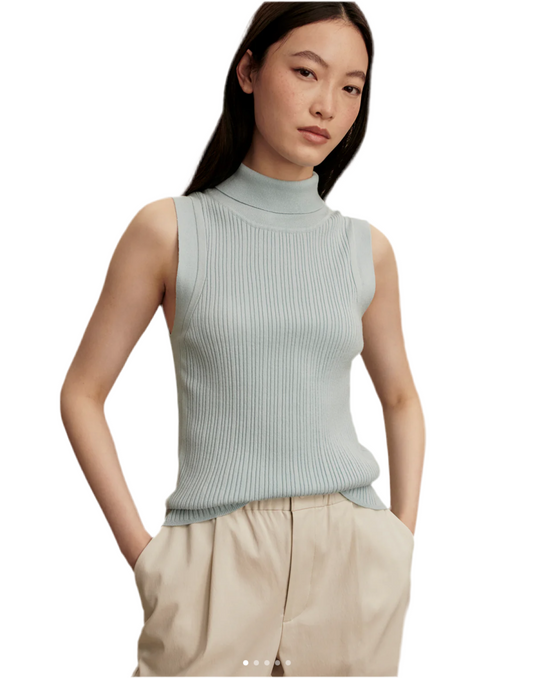Anastasia Rib Knit tank- Winter Sky