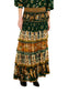FARM Rio Ayla Green Mixed Scarves Layered Maxi Skirt front view