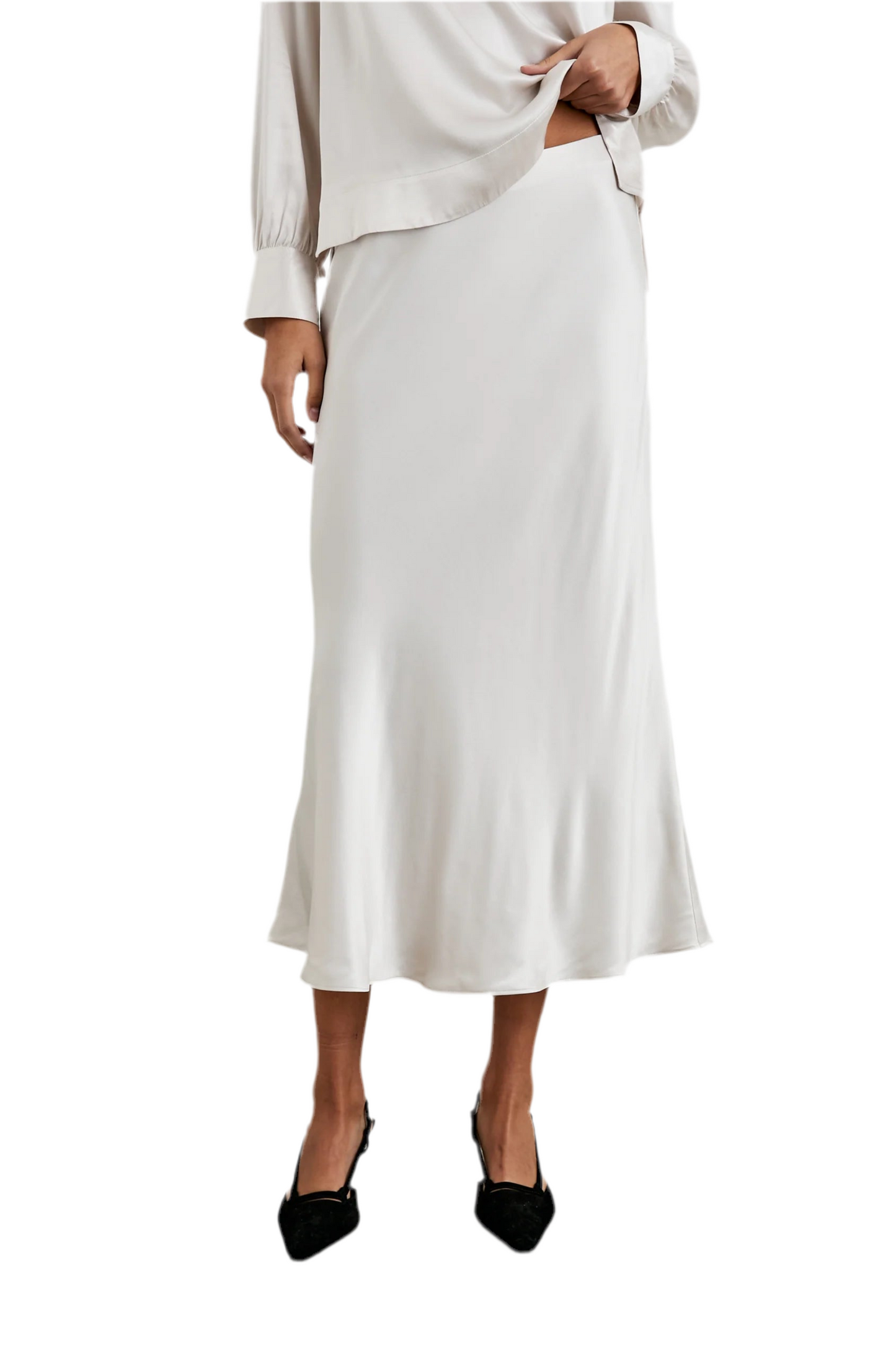 Anya Silky Midi Skirt- Ivory