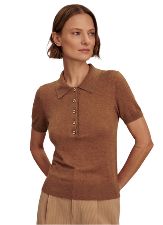 Toni Fine Knit Polo- Deep Sand