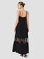 Quinn Crepe Lace Maxi Dress- Black