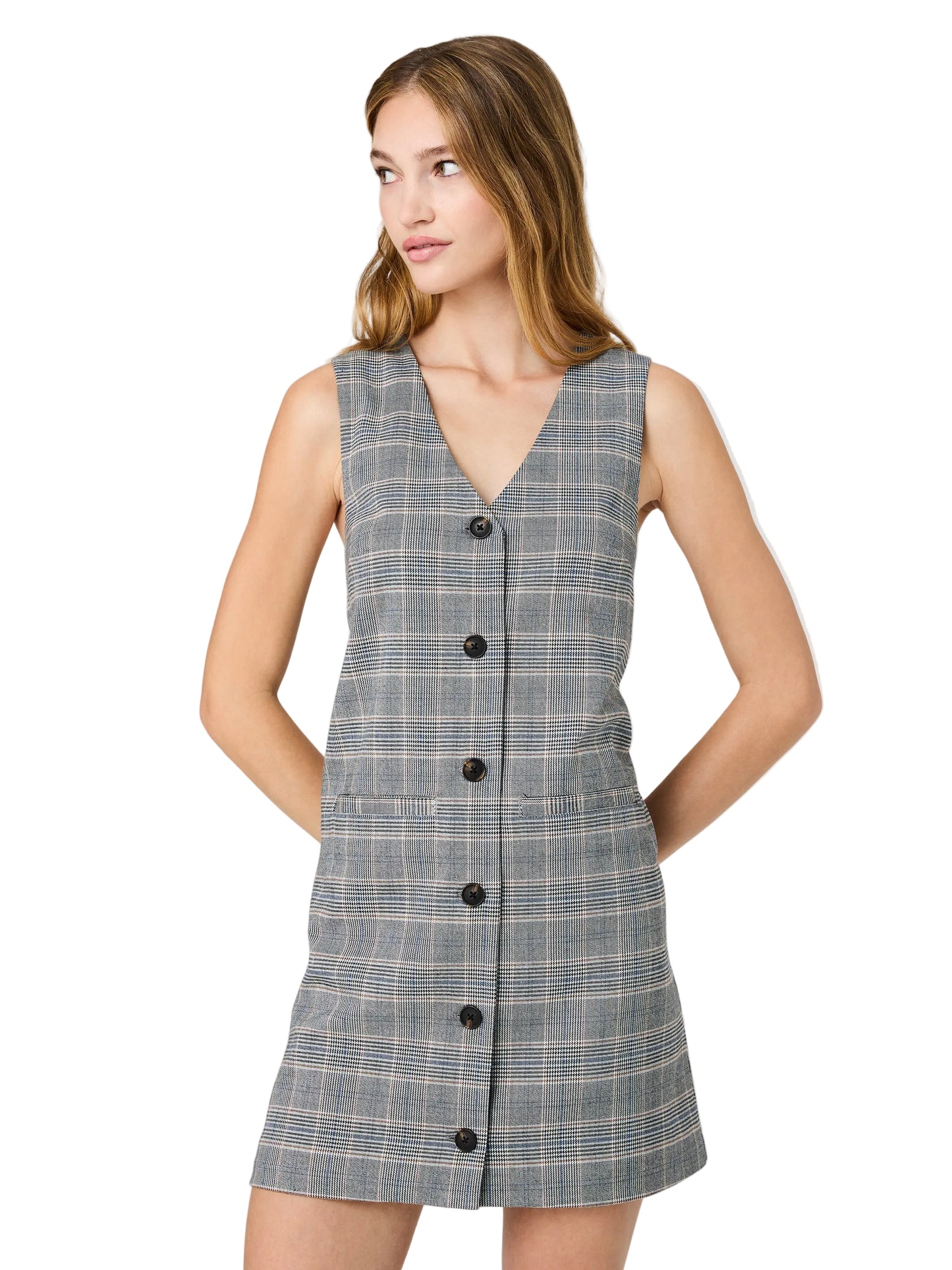 Matteo Plaid Button Down Mini Dress